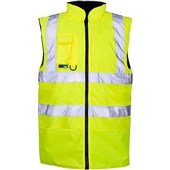 Supertouch Yellow Fleece Lined Hi Vis Reversible Bodywarmer