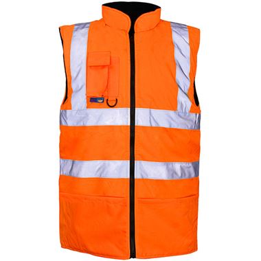 Supertouch Orange Fleece Lined Hi Vis Reversible Bodywarmer