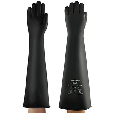 Ansell AlphaTec 87-108 Long Arm Heavy Duty Rubber Chemical Resistant Gauntlet 61cm