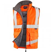 Leo Workwear Orange Waterproof Breathable 3-in-1 Hi Vis Clovelly Jacket with Torrington Bodywarmer