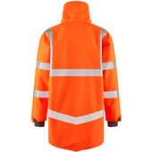 Leo Workwear Clovelly Rail Orange EcoViz 15K Performance+ Waterproof Breathable Executive Hi Vis Jacket