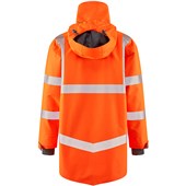Leo Workwear Clovelly Rail Orange EcoViz 15K Performance+ Waterproof Breathable Executive Hi Vis Jacket