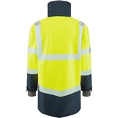 Leo Workwear Clovelly Yellow/Navy EcoViz 15K Performance+ Waterproof Breathable Executive Hi Vis Jacket