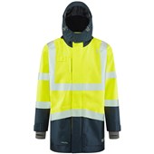Leo Workwear Clovelly Yellow/Navy EcoViz 15K Performance+ Waterproof Breathable Executive Hi Vis Jacket