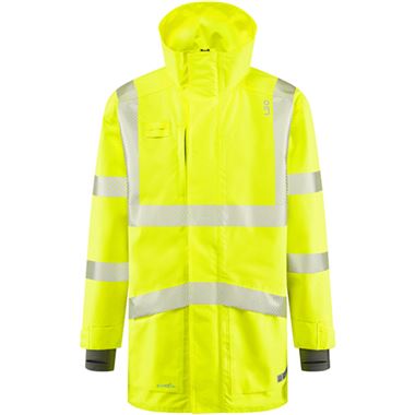 Leo Workwear Clovelly Yellow EcoViz 15K Performance+ Waterproof Breathable Executive Hi Vis Jacket