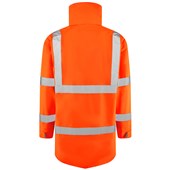 Leo Workwear Torridge Rail Orange EcoViz Mesh Lined Breathable Waterproof Hi Vis Jacket