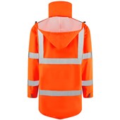 Leo Workwear Torridge Rail Orange EcoViz Mesh Lined Breathable Waterproof Hi Vis Jacket