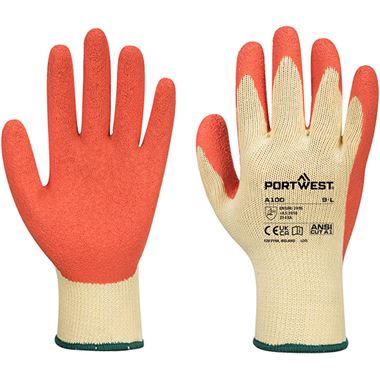 Portwest A100 Premium Orange Latex Grip Gloves - 10g
