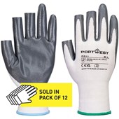 MultiSAVE 12 Pack - Portwest A311 Fingerless Glove with Nitrile Coating 13g (Pack 12)