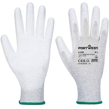 MultiSAVE Pack 12 - Portwest AB199 ESD Antistatic PU Gloves with PU Coating 13g (12 Pairs)