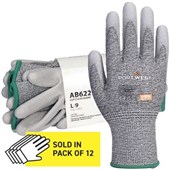 MultiSAVE Pack 12 - Portwest Cut C Grip Glove with PU Coating 13g AB622 (12 Pairs)