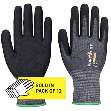 MultiSAVE 12 Pack - Portwest AP12 SG Eco Friendly Grip Glove with Nitrile Micro Foam Coating - 15g (Pack 12)