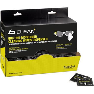 Bolle B-Clean B500 Lens Cleaning Wipes - 500 Individually Packaged in Dispenser Box