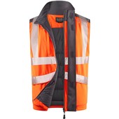 Leo Workwear Halsinger Orange Performance+ EcoViz Fleece Lined Padded Hi Vis Bodywarmer
