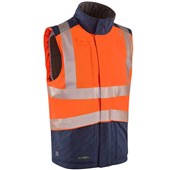 Leo Workwear Halsinger Orange Performance+ EcoViz Fleece Lined Padded Hi Vis Bodywarmer