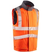 Leo Workwear Halsinger Orange Performance+ EcoViz Fleece Lined Padded Hi Vis Bodywarmer