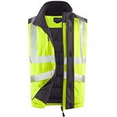Leo Workwear Halsinger Yellow Performance+ EcoViz Fleece Lined Padded Hi Vis Bodywarmer
