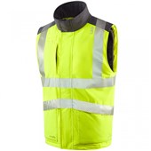 Leo Workwear Halsinger Yellow Performance+ EcoViz Fleece Lined Padded Hi Vis Bodywarmer