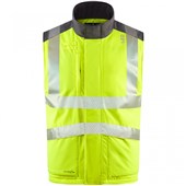 Leo Workwear Halsinger Yellow Performance+ EcoViz Fleece Lined Padded Hi Vis Bodywarmer