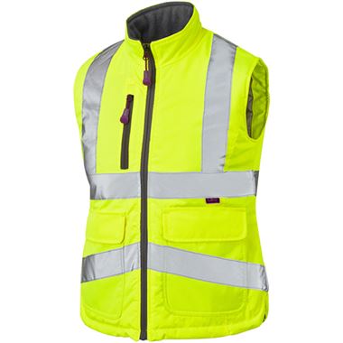 Leo Workwear Sandymere Yellow EcoViz Quilt Lined Women's Hi Vis Bodywarmer