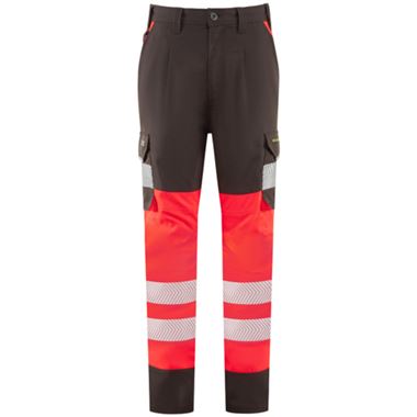 Leo Workwear Winswell EcoViz Women's Red/Grey Stretch Hi Vis Cargo Trouser
