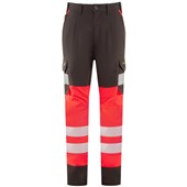 Leo Workwear Winswell EcoViz Women's Red/Grey Stretch Hi Vis Cargo Trouser