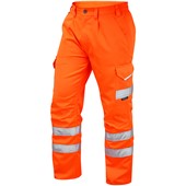 Leo Workwear Bideford Orange EcoViz Polycotton Hi Vis Cargo Trouser