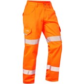 Leo Workwear Yelland Orange Lightweight Polycotton Hi Vis Cargo Trouser