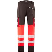 Leo Workwear Winsford EcoViz Red/Grey Stretch Hi Vis Cargo Trouser