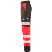 Leo Workwear Winsford EcoViz Red/Grey Stretch Hi Vis Cargo Trouser
