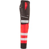 Leo Workwear Winsford EcoViz Red/Grey Stretch Hi Vis Cargo Trouser