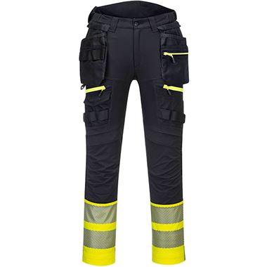 Portwest DX445 DX4 Yellow/Black Class 1 Stretch Hi Vis Detachable Holster Trouser