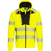 Portwest DX484 DX4 Yellow Lined Hi Vis Zipped Hooded Sweatshirt