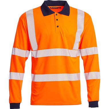 Blackrock Rail Orange GRS Sustainable Eco Long Sleeve Hi Vis Polo Shirt