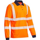 Blackrock Rail Orange GRS Sustainable Eco Long Sleeve Hi Vis Polo Shirt