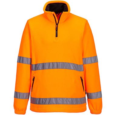 Portwest F302 Orange 1/2 Zip Hi Vis Fleece