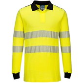 Portwest Modaflame PW3 FR702 Yellow Inherent Flame Retardant Anti Static Arc Flash Hi Vis Long Sleeve Polo Shirt