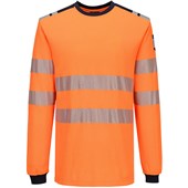 Portwest Modaflame PW3 FR736 Rail Orange Inherent Flame Retardant Anti Static Arc Flash Hi Vis Long Sleeve T-Shirt