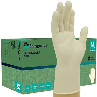 Polyco Bodyguards GL888 Latex PF Powder Free Disposable Glove AQL4 Box100
