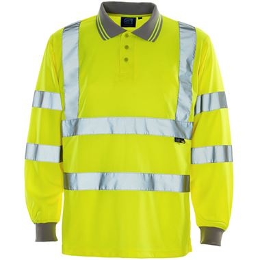 Supertouch Yellow Hi-Vis Long Sleeve Polo Shirt