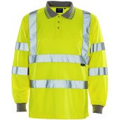 Supertouch Yellow Hi-Vis Long Sleeve Polo Shirt