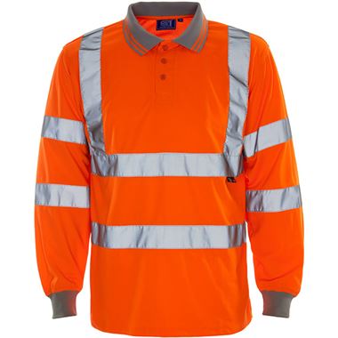 Supertouch Orange Hi-Vis Long Sleeve Polo Shirt