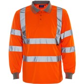 Supertouch Orange Hi-Vis Long Sleeve Polo Shirt