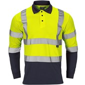 Supertouch Yellow/Navy Hi-Vis Two Tone Long Sleeve Polo Shirt