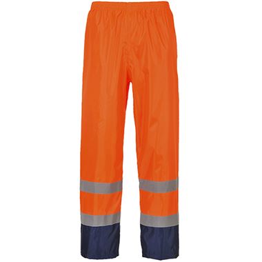 Portwest H444 Orange/Navy Two Tone Waterproof Hi Vis Rain Trouser