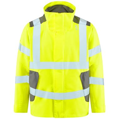 Leo Workwear Exmoor EcoViz 15K Performance Mesh Lined Breathable Waterproof Hi Vis Jacket