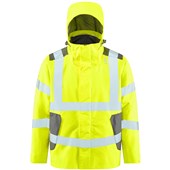 Leo Workwear Exmoor EcoViz 15K Performance Mesh Lined Breathable Waterproof Hi Vis Jacket