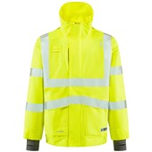 Leo Workwear Dartmoor Yellow EcoViz 15K Mesh Lined Waterproof Breathable Hi Vis Bomber Jacket