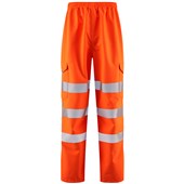 Leo Workwear Instow Orange LTEC 15K Waterproof Breathable Hi Vis Cargo Trouser