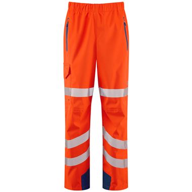 Leo Workwear Lundy Orange LTEC 20K High Performance Waterproof Breathable Hi Vis Cargo Trouser